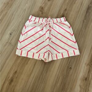 Women's Striped Shorts in White and Pink